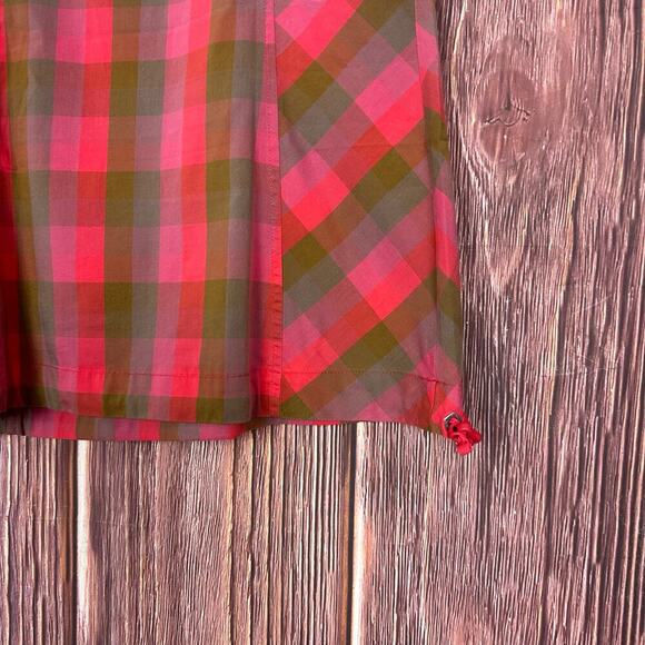 Arcteryx Womens Top Plaid Square Neck Cap Sleeve Red Size S / M - Picture 3 of 7